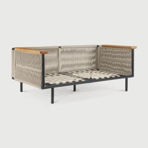 Ethnicraft Outdoor Loungebank Corbey Teakhout en aluminium, Zonder kussen - Zwart