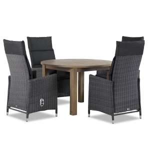 Garden Collections Madera/Brighton rond 120 cm dining tuinset 5-delig