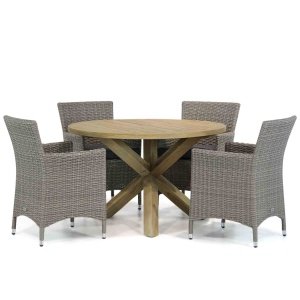 Garden Collections Dublin/Sand City 120 cm rond dining tuinset 5-delig