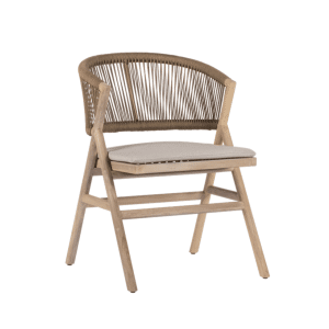 Alice stoel aged teak finish/camel incl. kussen light grey - Max luuk
