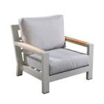 Bango lounge chair aluminium salix/teak/flax beige AW - Yoi