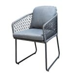 Bara dining chair aluminium dark grey/rope dark grey/mixed grey AW - Yoi