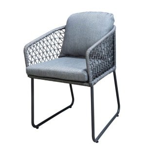 Bara dining chair aluminium dark grey/rope dark grey/mixed grey AW - Yoi