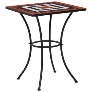 Bistrotafel mozaek 60 cm keramiek terracottakleurig en wit