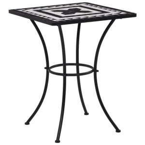 Bistrotafel mozaek 60 cm keramiek zwart en wit