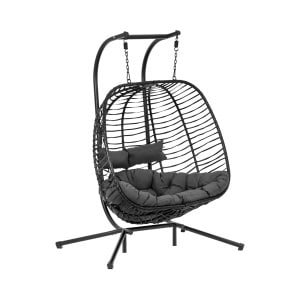 Buiten hangstoel met frame - voor twee personen - opklapbare zitting - zwart/grijs