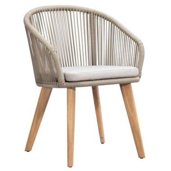 Diningstoel Nant - wicker/acacia taupe - 86x61x60 cm - Leen Bakker
