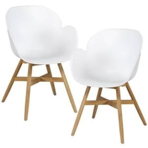 Exotan Tulip Tuin Fauteuil - Teak|Propyleen - Wit - Set van 2