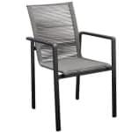 Ishi stackable dining chair alu black/rope dark grey - Yoi