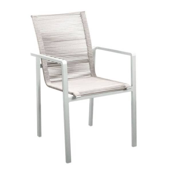 Ishi stackable dining chair aluminium salix/rope salix 2023 - Yoi Ishi stackable dining chair aluminium salix/rope salix 2023 - Yoi