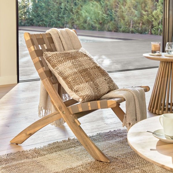Kave Home Loungestoel 'Chabeli' Acaciahout, kleur Beige