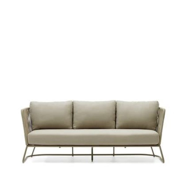 Kave Home - Outdoor-sofa Saconca met 3 zitplaatsen in touw en groen