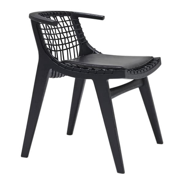 Knoll Klismos Stoel - Zwart Eiken / Zwart Leder