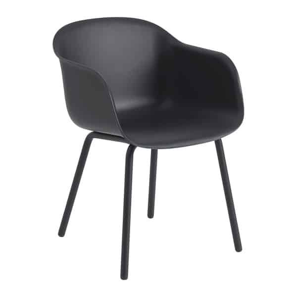 Muuto Fiber Outdoor Stoel Met Armleuning - Antraciet Zwart