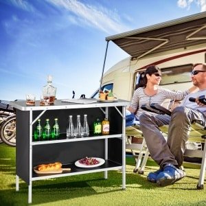 Opvouwbare Campingtafel Aluminium Draagbare Picknicktafel met Oxford Doek & Draagtas Inbegrepen Lichtgewicht Tafel Zwart