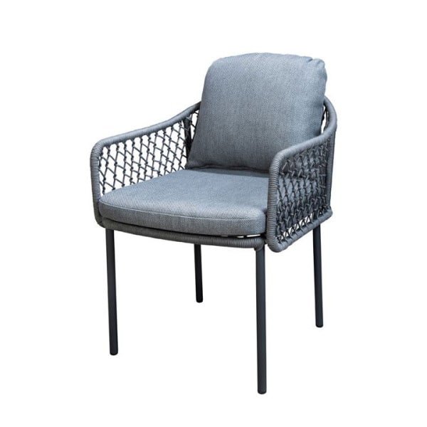 Rocha dining chair aluminium dark grey/rope dark grey/mixed grey AW - Yoi
