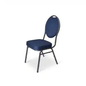 Stapelstoel Sidney stalen frame en foam rug en zitting Blauw met gouden puntjes