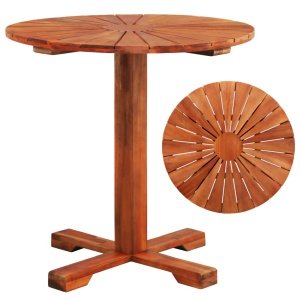 Tafel op voet rond 70x70 cm massief acaciahout