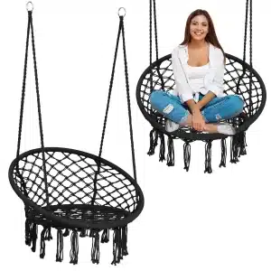 Tuinfauteuil Hangende Schommel Boho Zwart