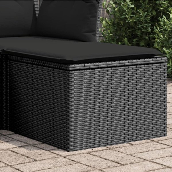 Tuinkruk met kussen 55x55x37 cm poly rattan zwart Tuinkruk met kussen 55x55x37 cm poly rattan zwart
