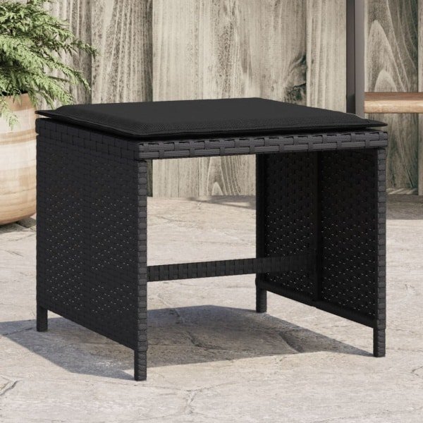 Tuinkrukken 4 st met kussens 40x40x35 cm poly rattan zwart Tuinkrukken 4 st met kussens 40x40x35 cm poly rattan zwart