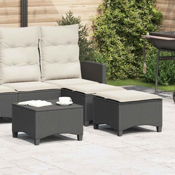 Tuinkrukken met kussens 2 st 55x55x36 cm poly rattan zwart