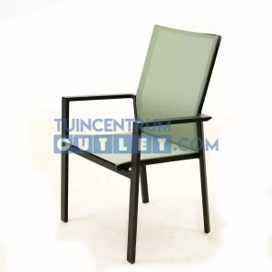 Tuinstoel Delia hoge rug alu text. amandel