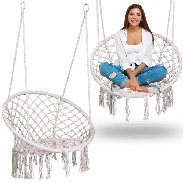 Tuinstoel Hangende Schommel Boho Beige