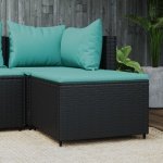 Voetensteun met kussen poly rattan zwart