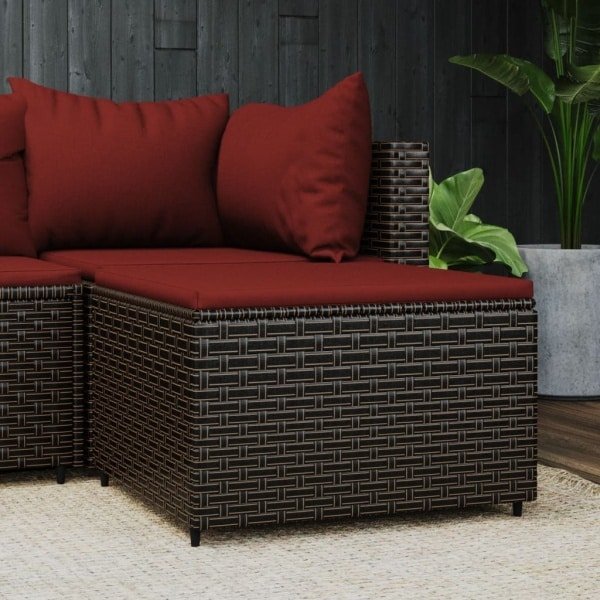 Voetensteun poly rattan met kussen bruin Voetensteun poly rattan met kussen bruin