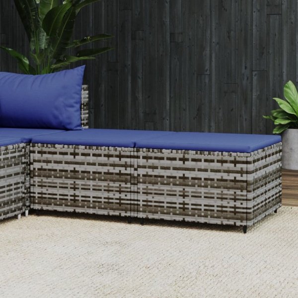 Voetensteunen 2 st met kussens poly rattan grijs Voetensteunen 2 st met kussens poly rattan grijs