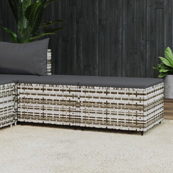 Voetensteunen 2 st met kussens poly rattan grijs Voetensteunen 2 st met kussens poly rattan grijs