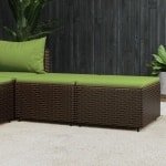 Voetensteunen poly rattan 2 stuks met kussens bruin