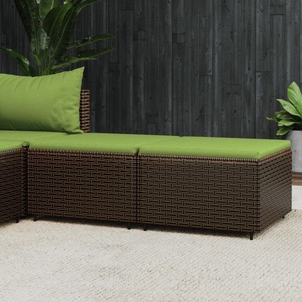 Voetensteunen poly rattan 2 stuks met kussens bruin Voetensteunen poly rattan 2 stuks met kussens bruin