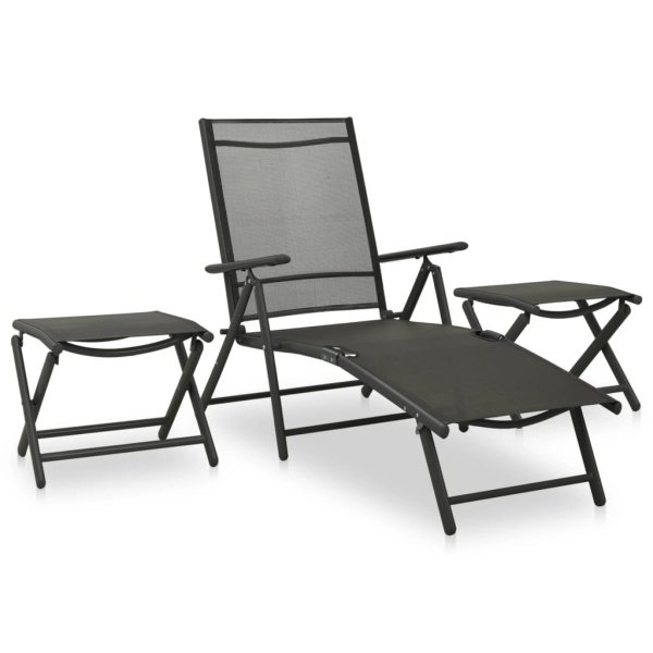 3-delige Loungeset textileen en aluminium antracietkleurig