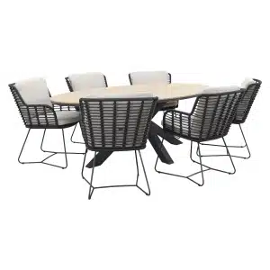 4 Seasons Fabrice antraciet / GI Edison 220 x 115 cm. tafel - ovale tuinset