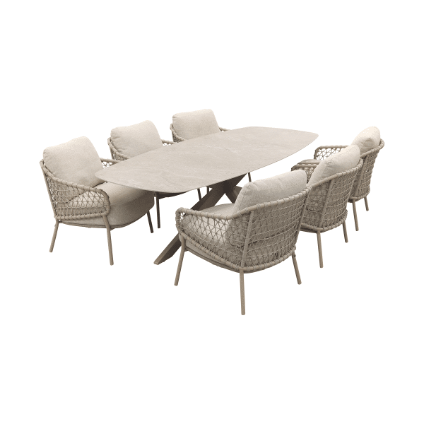 4 Seasons Sardinia/Nevada low dining tuinset (7-delig) - Latte