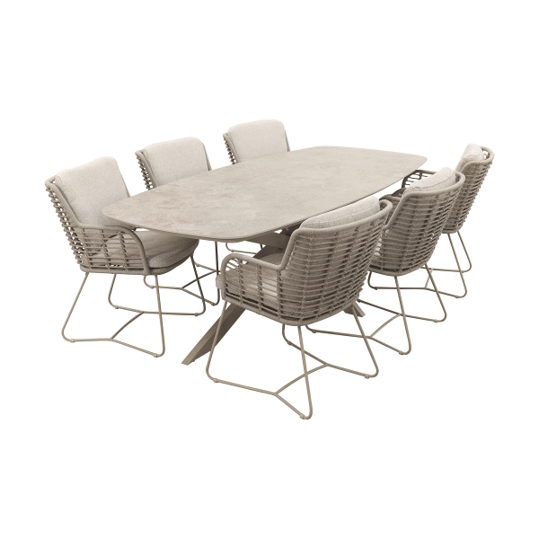 4SO Fabrice/Prado deens ovale tuinset (7-delig) - Latte