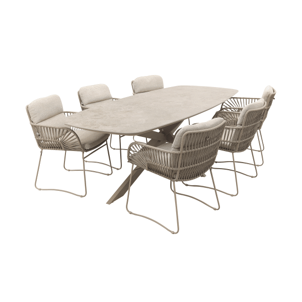 4SO Murcia/Prado deens ovale tuinset (7-delig) - Latte