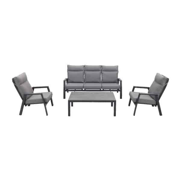 Azoren/Atlanta stoelen & 3-zitsbank loungeset 4-delig verstelbaar - Antraciet