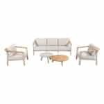 Emma set van 2 salontafels latte, 65 en 80 cm dia. printed keramiek / teak top Taste - Taste