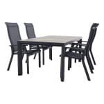 Excellent/Kings verstelbare tuinset antraciet - 180x100 cm.