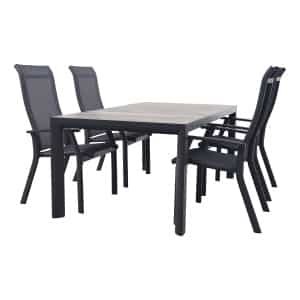 Excellent/Kings verstelbare tuinset antraciet - 180x100 cm.