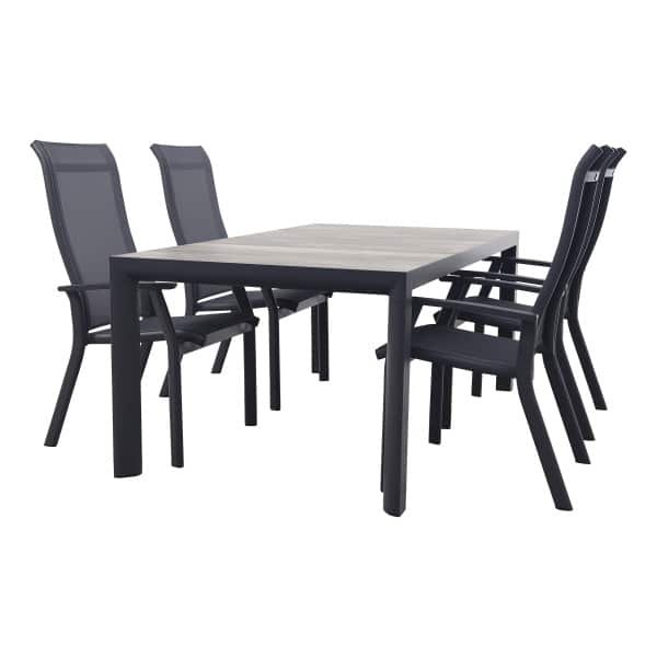 Excellent/Kings verstelbare tuinset antraciet - 180x100 cm.