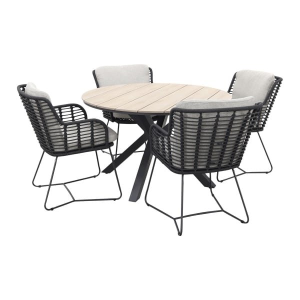 GI Edison 122 cm. - ronde tuinset / 4 Seasons Fabrice antraciet