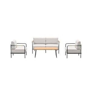 Garden Impressions Lisboa loungeset - 4-delig - carbon black-teak look