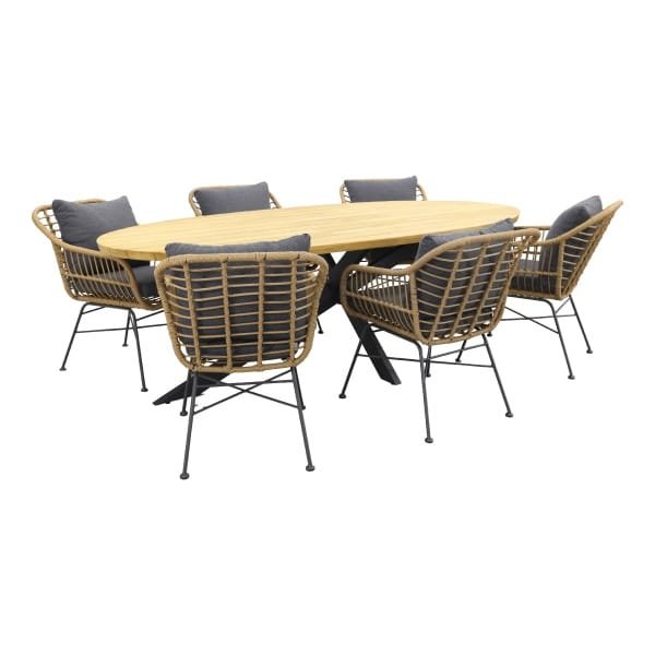 Garden Impressions Margriet natural/Taste Prado Ellips 240x115 cm. tuinset - 7-delig