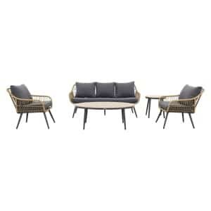 Garden Impressions Margriet stoel-bank loungeset - Natural rotan/Mystic Grey - 5 delig