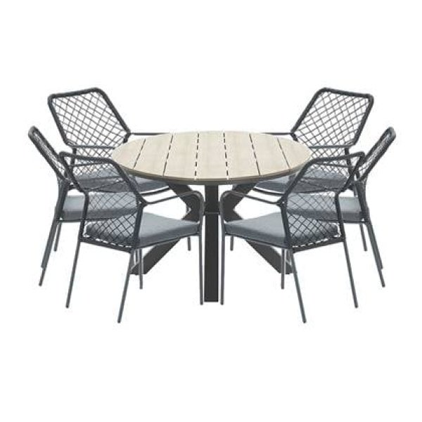Garden Impressions Ross tuinset 7-delig zwart-light teak look