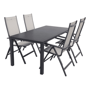 Hartman Monza alu/Chaneo verstelbare tuinset - 180x90 cm. - 5-delig